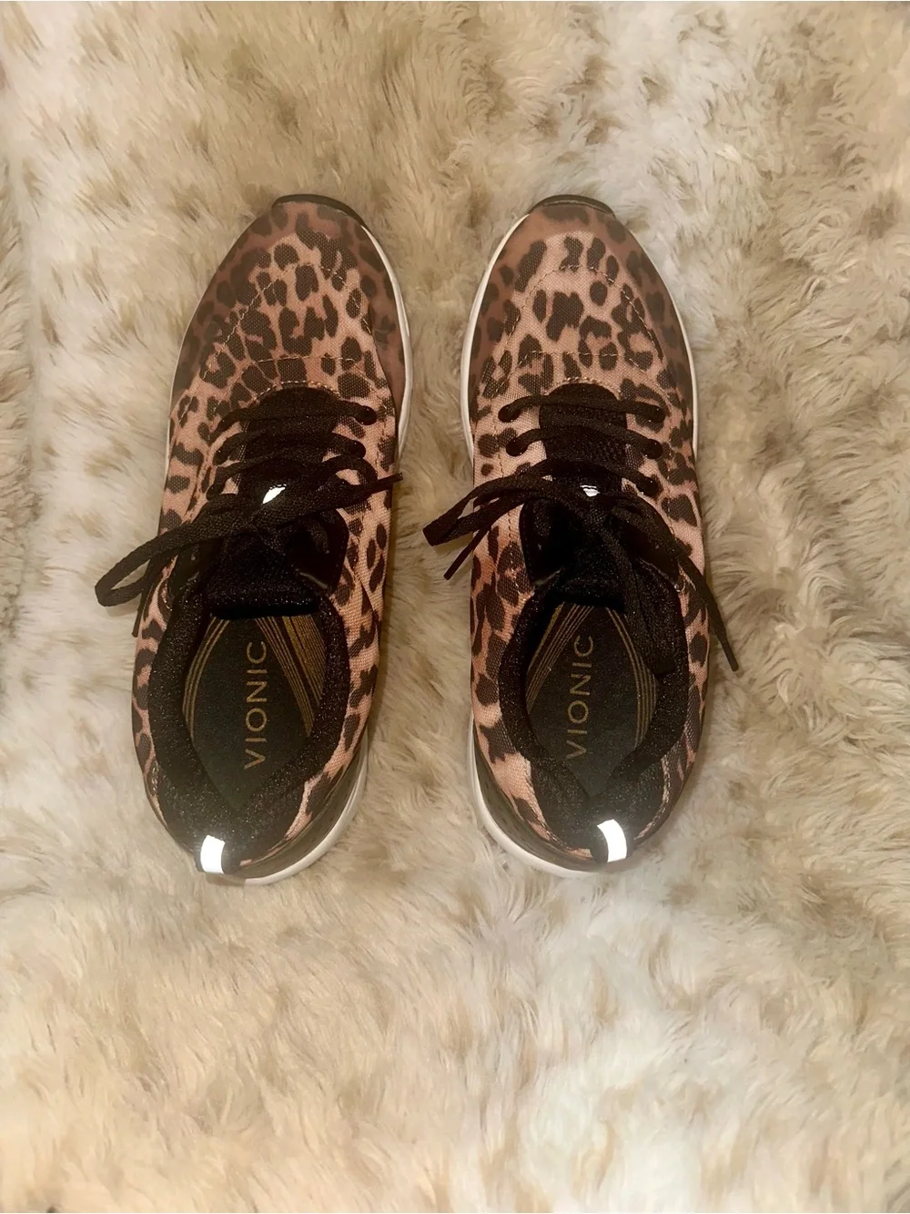 Vionic Women's Leopard Print Athletic Sneakers in Black and Brown - Picture 3 of 8